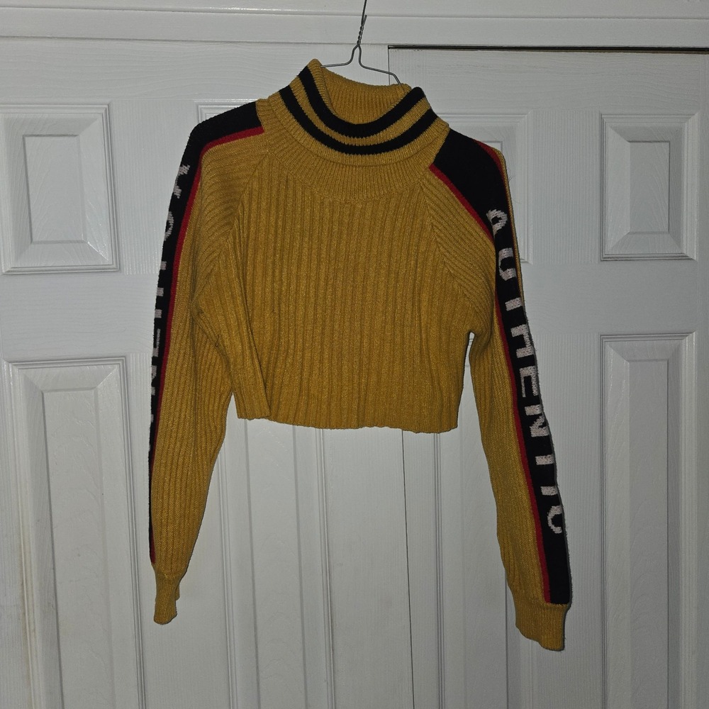 Authentic fashion nova cropped Turtleneck Sweater Yellow Womens Large
